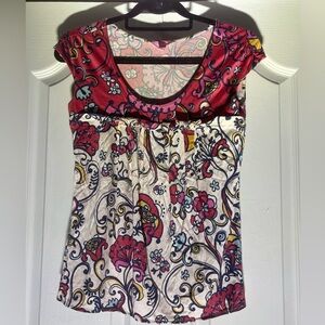 Lilly Pulitzer Red and Cream Floral Top XS